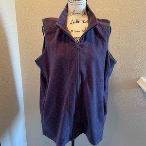 Woman Within Gray and Pink Polka-Dot Fleece Vest
